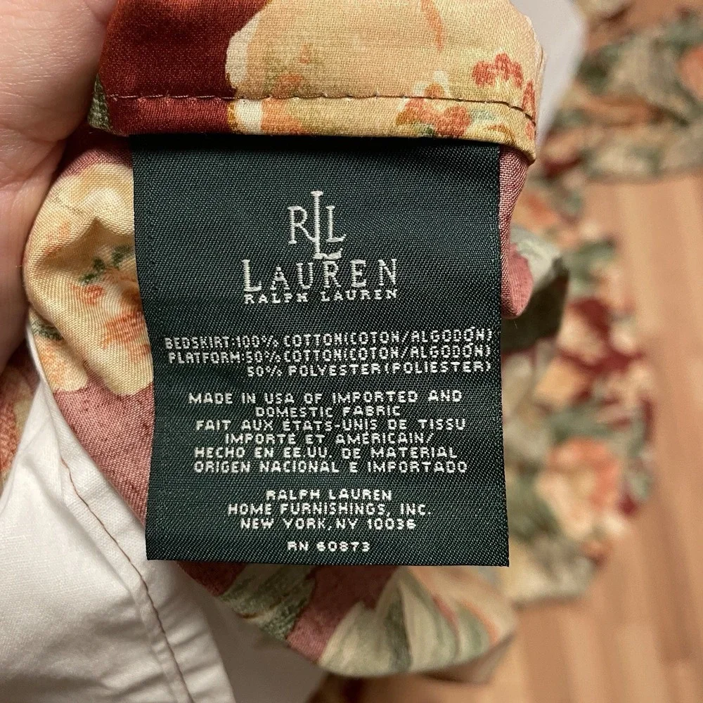 Ralph‎ Lauren Desert Plains Cotton Sateen Queen Floral Bedskirt Roses